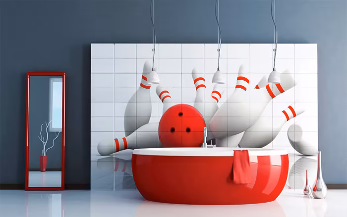 Bathroom splashback mural made with ceramic toner